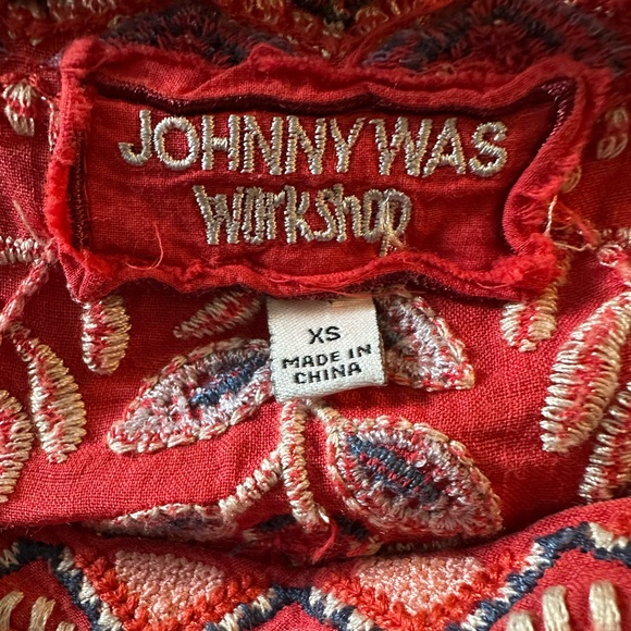 Johnny Was Workshop Red Embroidered Short Sleeve Top-Size XS - Picture 3 of 8